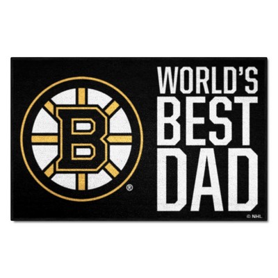 Fan Mats  LLC Boston Bruins Starter Mat Accent Rug - 19in. x 30in. Worlds Best Dad Starter Mat Black