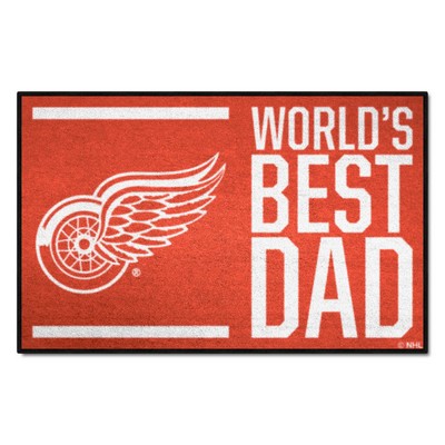 Fan Mats  LLC Detroit Red Wings Starter Mat Accent Rug - 19in. x 30in. Worlds Best Dad Starter Mat Red