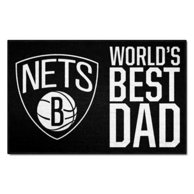 Fan Mats  LLC Brooklyn Nets Starter Mat World's Best Dad Black