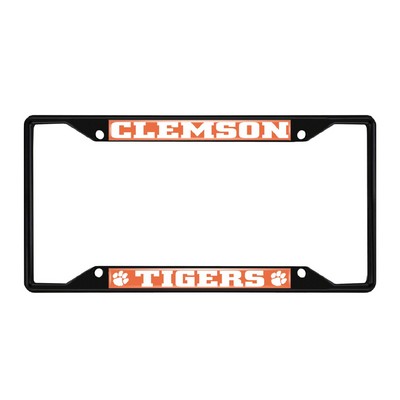 Fan Mats  LLC Clemson Tigers Metal License Plate Frame Black Finish Orange