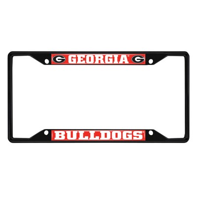 Fan Mats  LLC Georgia Bulldogs Metal License Plate Frame Black Finish Red