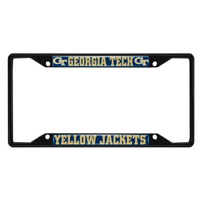 Fan Mats  LLC Georgia Tech Yellow Jackets Metal License Plate Frame Black Finish Navy