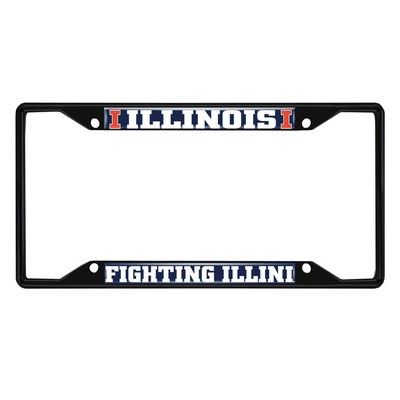 Fan Mats  LLC Illinois Illini License Plate Frame Black Navy