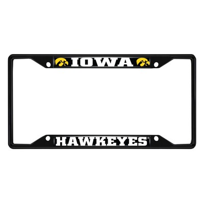 Fan Mats  LLC Iowa Hawkeyes Metal License Plate Frame Black Finish Black