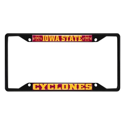 Fan Mats  LLC Iowa State Cyclones Metal License Plate Frame Black Finish Red