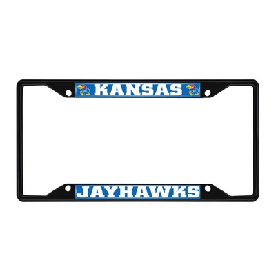 Fan Mats  LLC Kansas Jayhawks Metal License Plate Frame Black Finish Blue