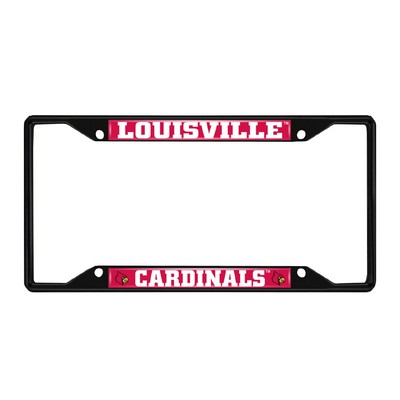 Fan Mats  LLC Louisville Cardinals Metal License Plate Frame Black Finish Red