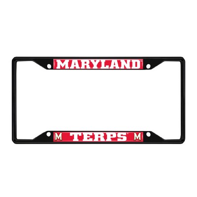 Fan Mats  LLC Maryland Terrapins Metal License Plate Frame Black Finish Red