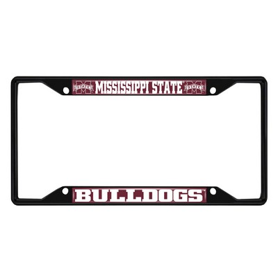 Fan Mats  LLC Mississippi State Bulldogs Metal License Plate Frame Black Finish Maroon