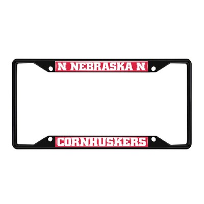 Fan Mats  LLC Nebraska Cornhuskers Metal License Plate Frame Black Finish Red