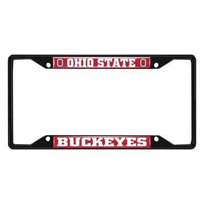 Fan Mats  LLC Ohio State Buckeyes Metal License Plate Frame Black Finish Red