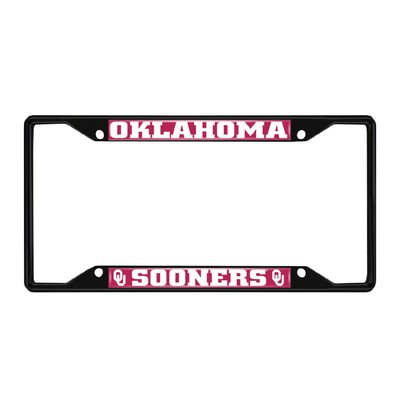 Fan Mats  LLC Oklahoma Sooners Metal License Plate Frame Black Finish Crimson