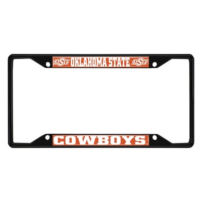 Fan Mats  LLC Oklahoma State Cowboys Metal License Plate Frame Black Finish Black