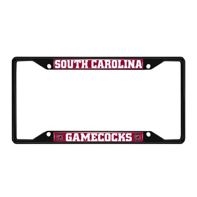 Fan Mats  LLC South Carolina Gamecocks Metal License Plate Frame Black Finish Black