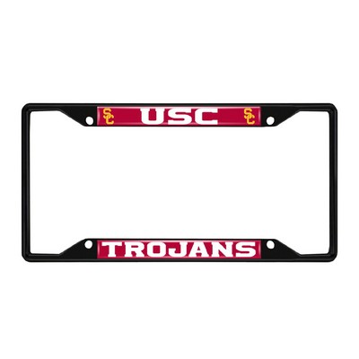 Fan Mats  LLC Southern California Trojans Metal License Plate Frame Black Finish Cardinal