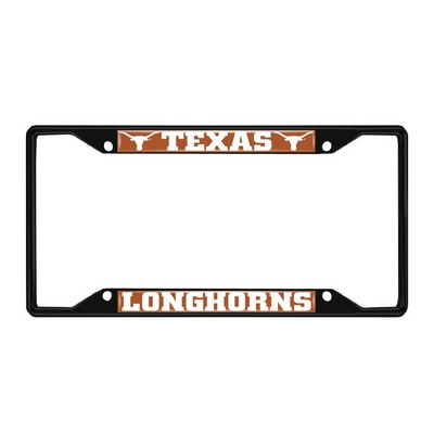 Texas Longhorns License Plate Frame Black Orange Fan Mats  LLC Texas Longhorns License Plate Frame Black Orange