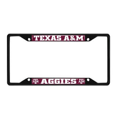 Fan Mats  LLC Texas A&M Aggies Metal License Plate Frame Black Finish Maroon