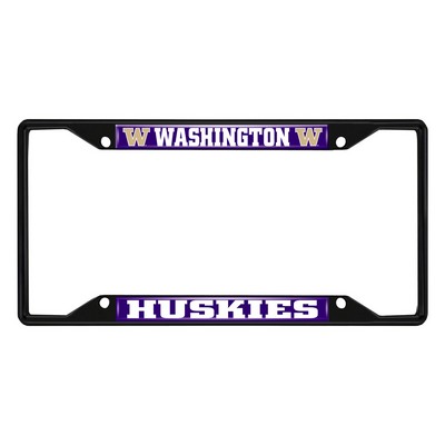Fan Mats  LLC Washington Huskies Metal License Plate Frame Black Finish Purple