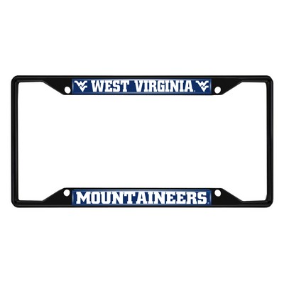 Fan Mats  LLC West Virginia Mountaineers Metal License Plate Frame Black Finish Blue