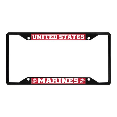 Fan Mats  LLC U.S. Marines Metal License Plate Frame Black Finish 