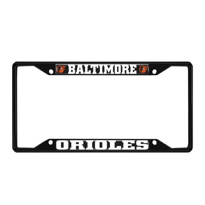 Fan Mats  LLC Baltimore Orioles Metal License Plate Frame Black Finish Black