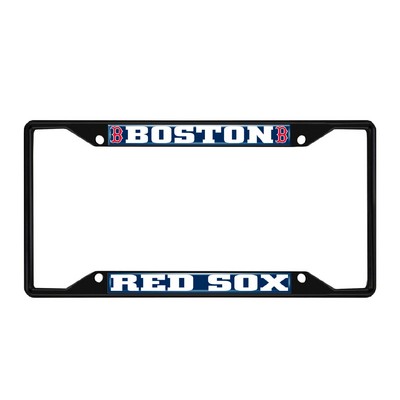 Fan Mats  LLC Boston Red Sox Metal License Plate Frame Black Finish Navy