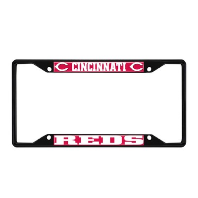 Fan Mats  LLC Cincinnati Reds Metal License Plate Frame Black Finish Red