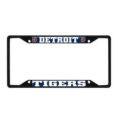Fan Mats  LLC Detroit Tigers Metal License Plate Frame Black Finish Navy