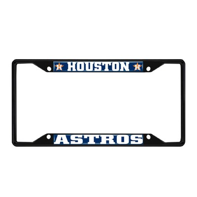 Fan Mats  LLC Houston Astros Metal License Plate Frame Black Finish Navy