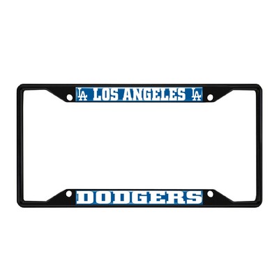 Fan Mats  LLC Los Angeles Dodgers Metal License Plate Frame Black Finish Blue