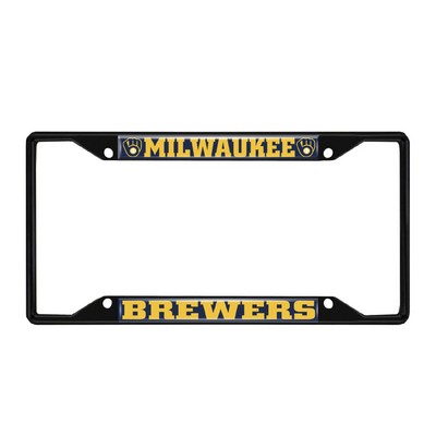 Fan Mats  LLC Milwaukee Brewers License Plate Frame Black Navy