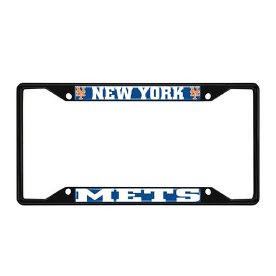 Fan Mats  LLC New York Mets Metal License Plate Frame Black Finish Navy