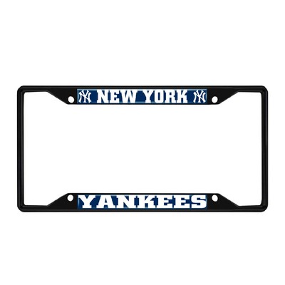 Fan Mats  LLC New York Yankees Metal License Plate Frame Black Finish Blue