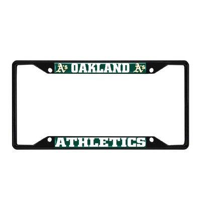 Fan Mats  LLC Oakland Athletics Metal License Plate Frame Black Finish Green