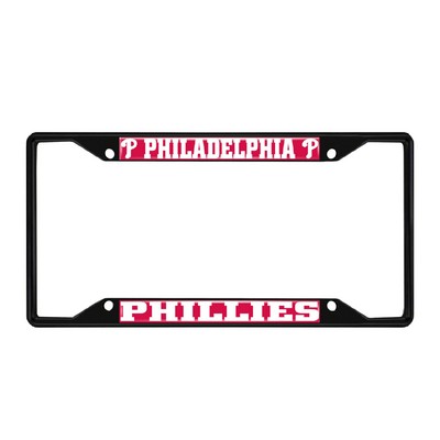 Fan Mats  LLC Philadelphia Phillies Metal License Plate Frame Black Finish Red