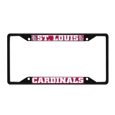 Fan Mats  LLC St. Louis Cardinals Metal License Plate Frame Black Finish Navy