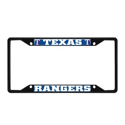Fan Mats  LLC Texas Rangers Metal License Plate Frame Black Finish Blue