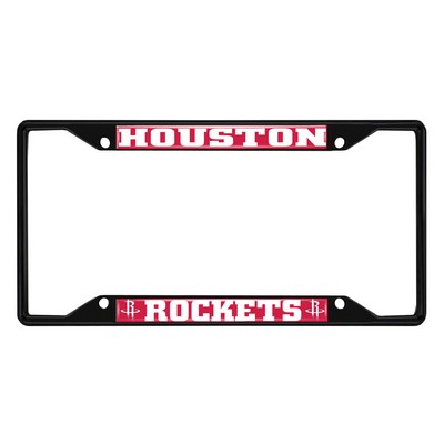 Fan Mats  LLC Houston Rockets Metal License Plate Frame Black Finish Red