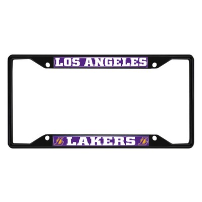 Fan Mats  LLC Los Angeles Lakers Metal License Plate Frame Black Finish Chrome