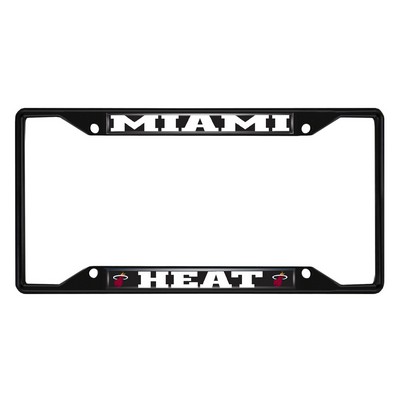 Fan Mats  LLC Miami Heat Metal License Plate Frame Black Finish Chrome