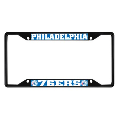 Fan Mats  LLC Philadelphia 76ers Metal License Plate Frame Black Finish Blue