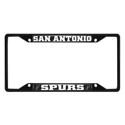 Fan Mats  LLC San Antonio Spurs Metal License Plate Frame Black Finish Chrome