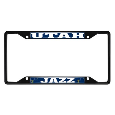 Fan Mats  LLC Utah Jazz Metal License Plate Frame Black Finish Chrome