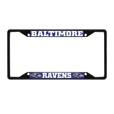Fan Mats  LLC Baltimore Ravens Metal License Plate Frame Black Finish Blue