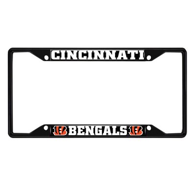 Fan Mats  LLC Cincinnati Bengals Metal License Plate Frame Black Finish Black