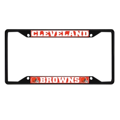 Fan Mats  LLC Cleveland Browns Metal License Plate Frame Black Finish Orange
