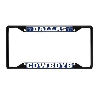 Fan Mats  LLC Dallas Cowboys Metal License Plate Frame Black Finish Navy