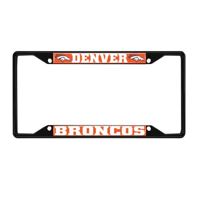 Fan Mats  LLC Denver Broncos Metal License Plate Frame Black Finish Orange