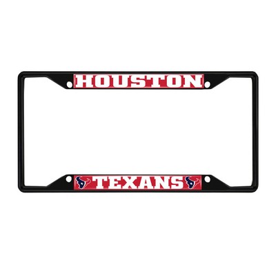 Fan Mats  LLC Houston Texans Metal License Plate Frame Black Finish Red