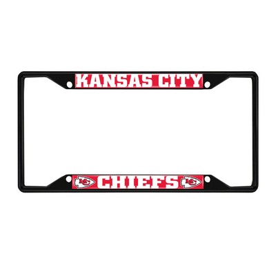 Fan Mats  LLC Kansas City Chiefs Metal License Plate Frame Black Finish Red